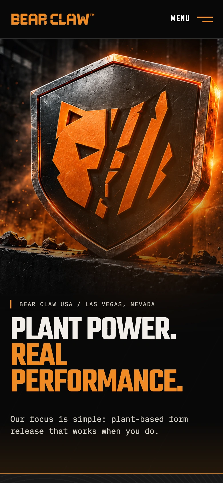 Bear Claw about page in its mobile layout