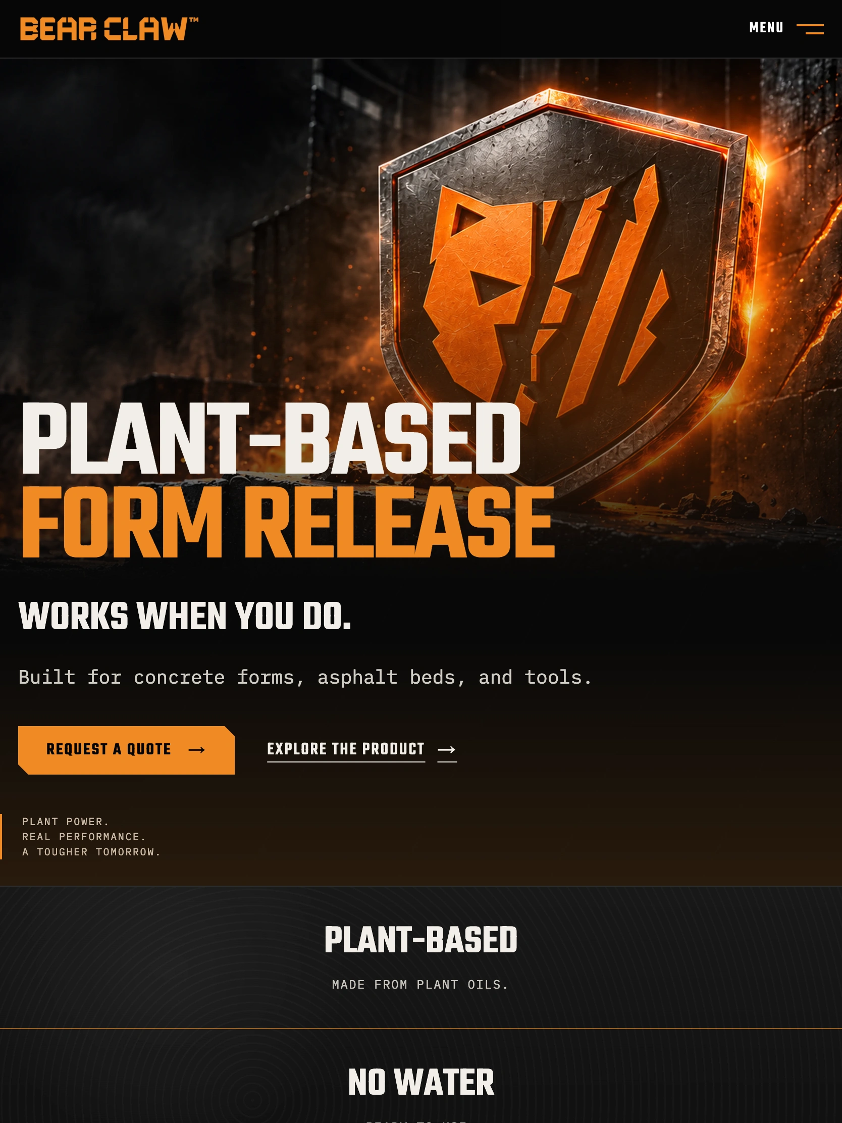 Bear Claw home page in its tablet layout