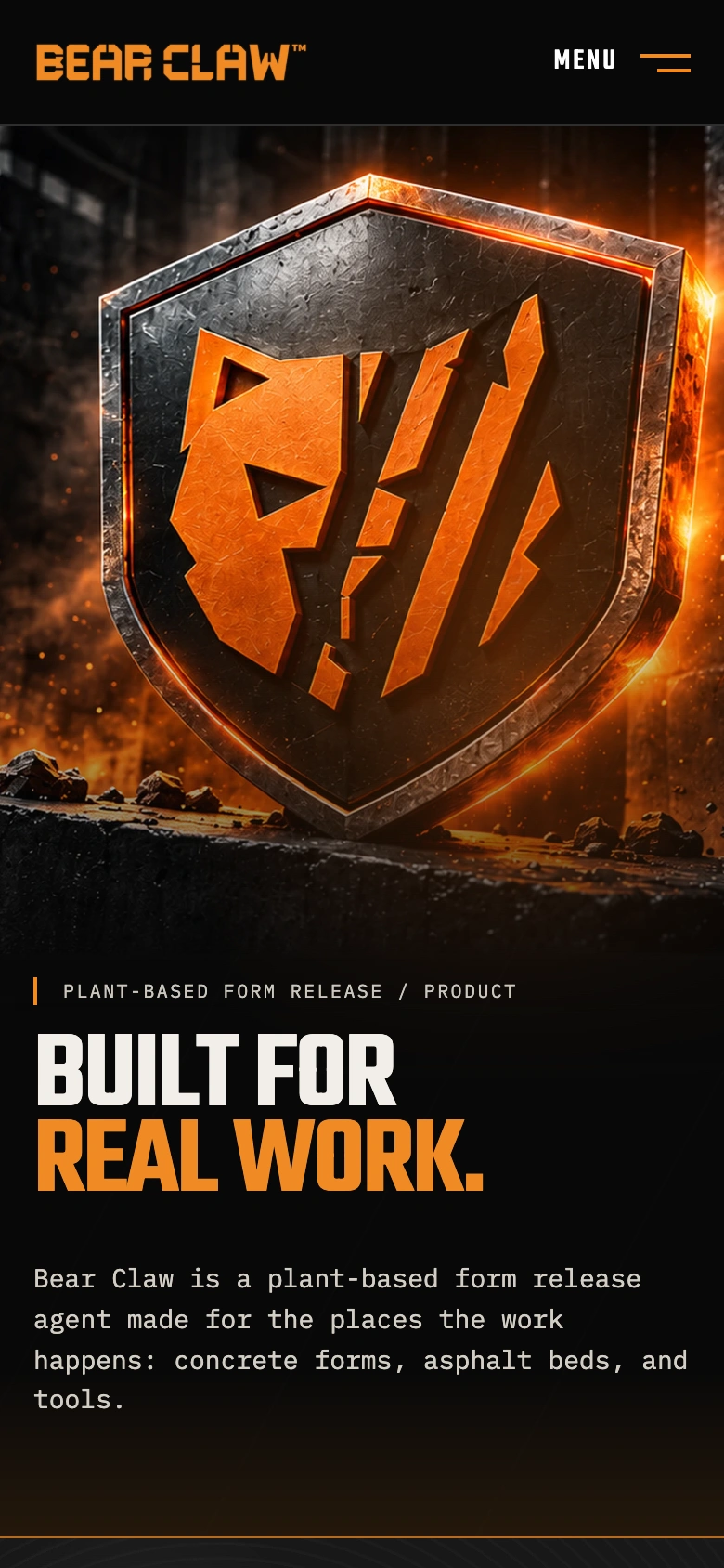 Bear Claw product page in its mobile layout