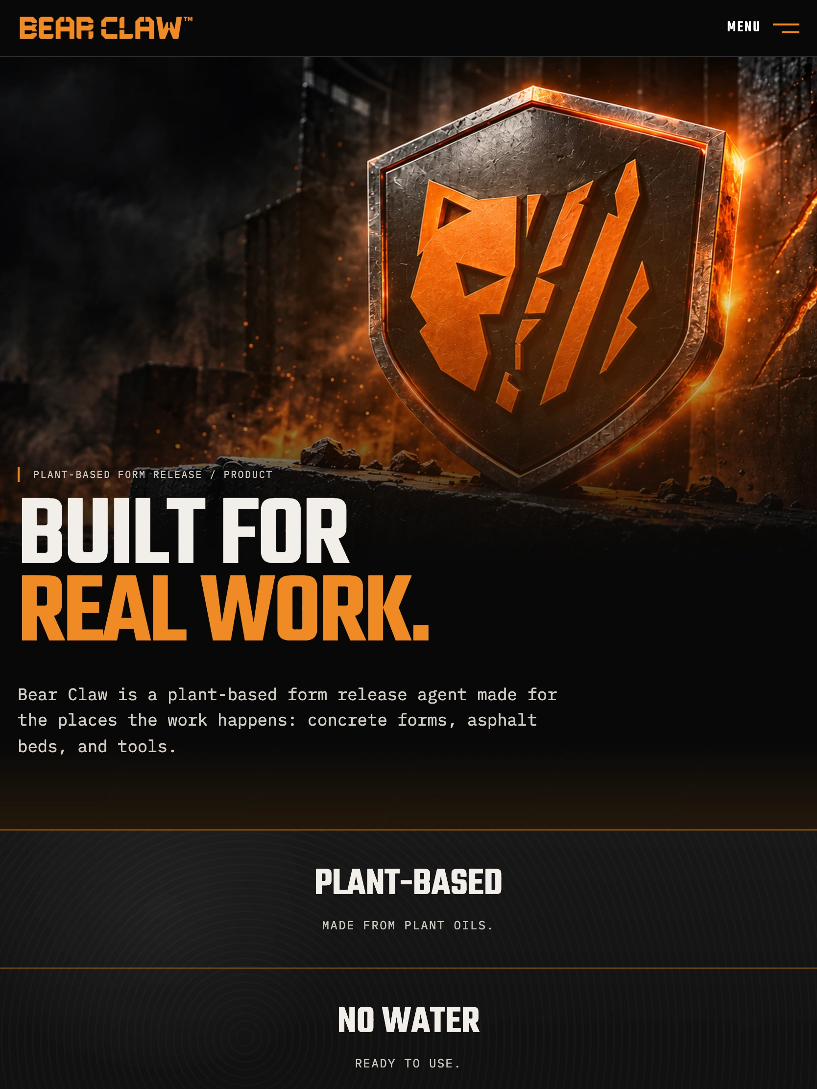 Bear Claw product page in its tablet layout
