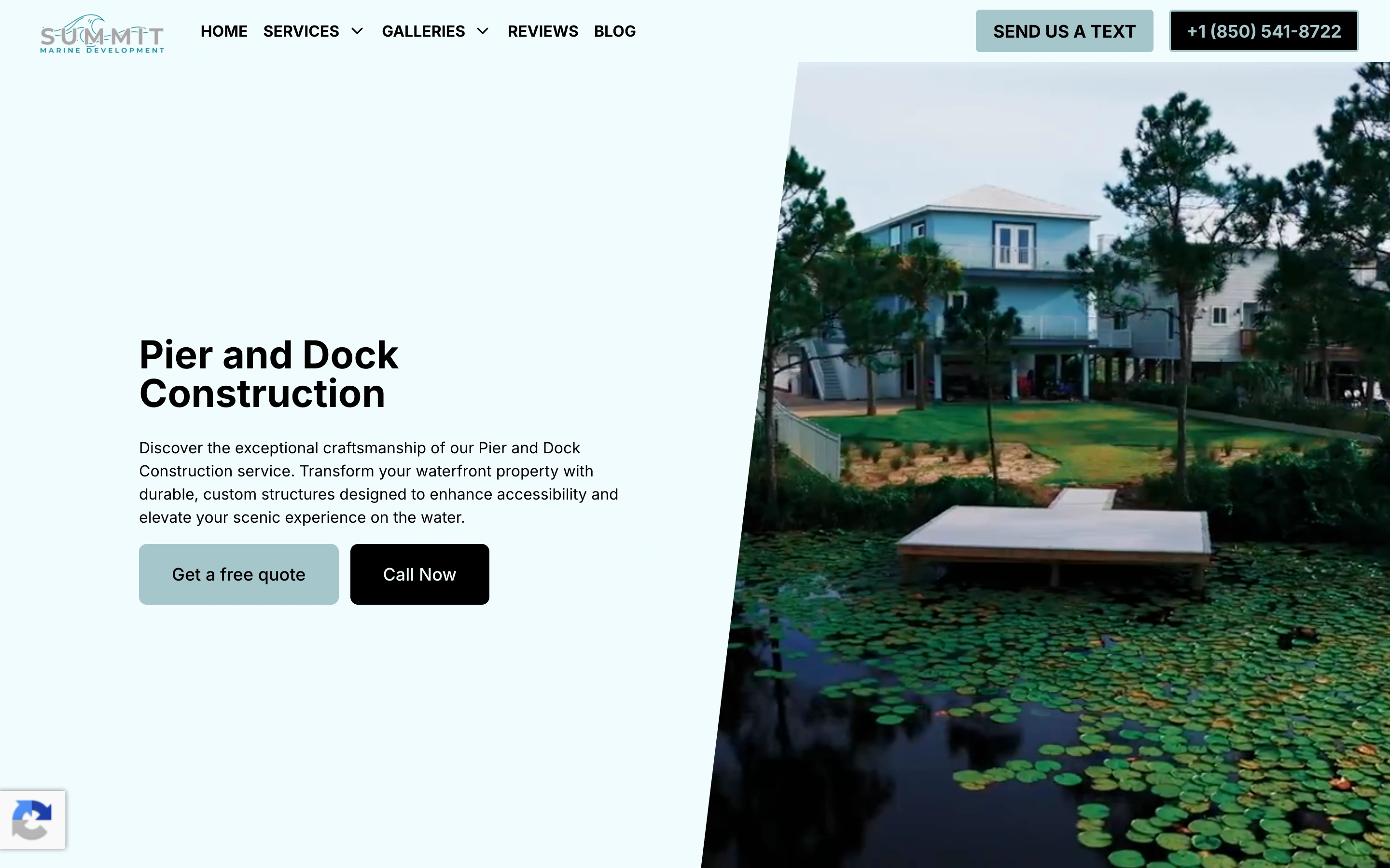 Piers and docks page in its desktop layout