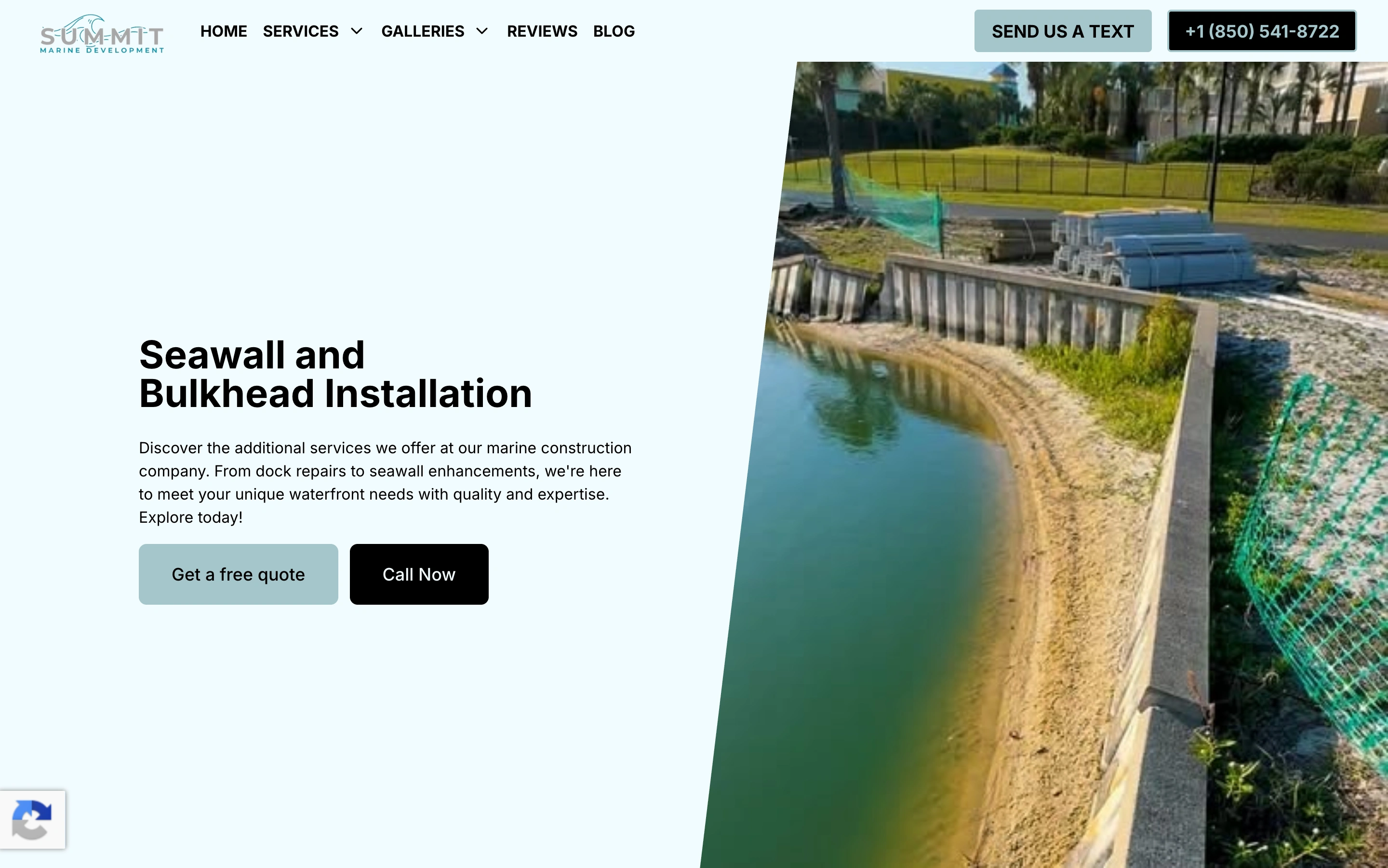 Seawalls and bulkheads page in its desktop layout