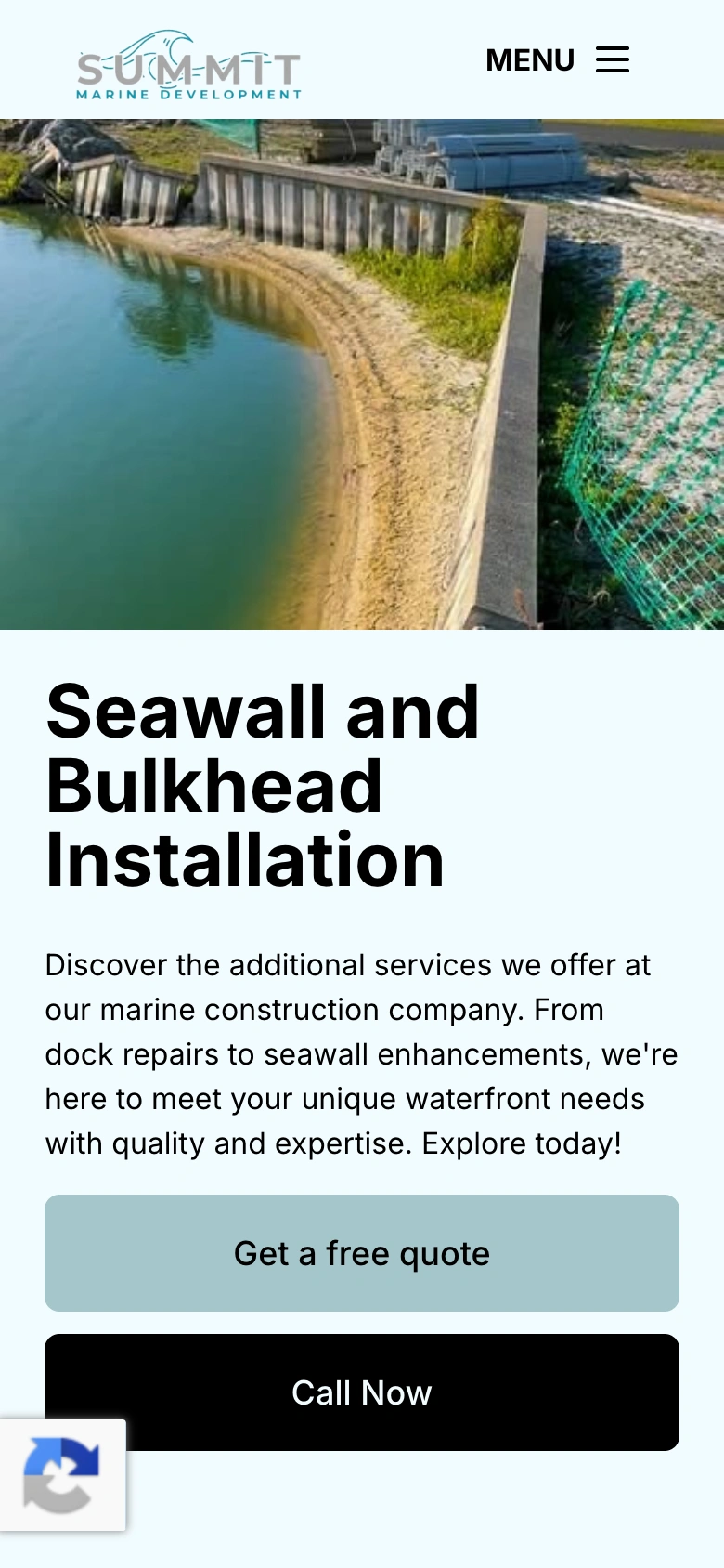 Seawalls and bulkheads page in its mobile layout