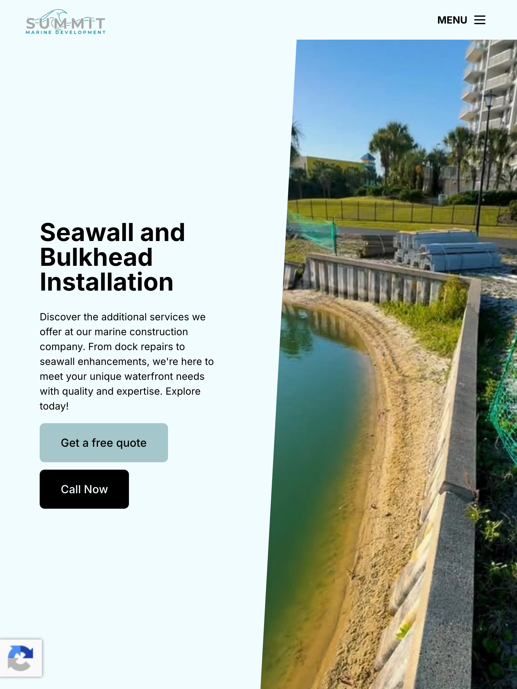 Seawalls and bulkheads page in its tablet layout