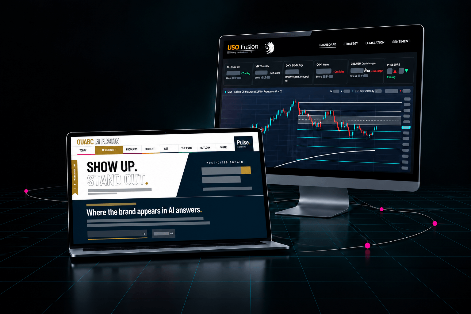 Fusion forecasting and Book Club reporting applications in a desktop and tablet composition.