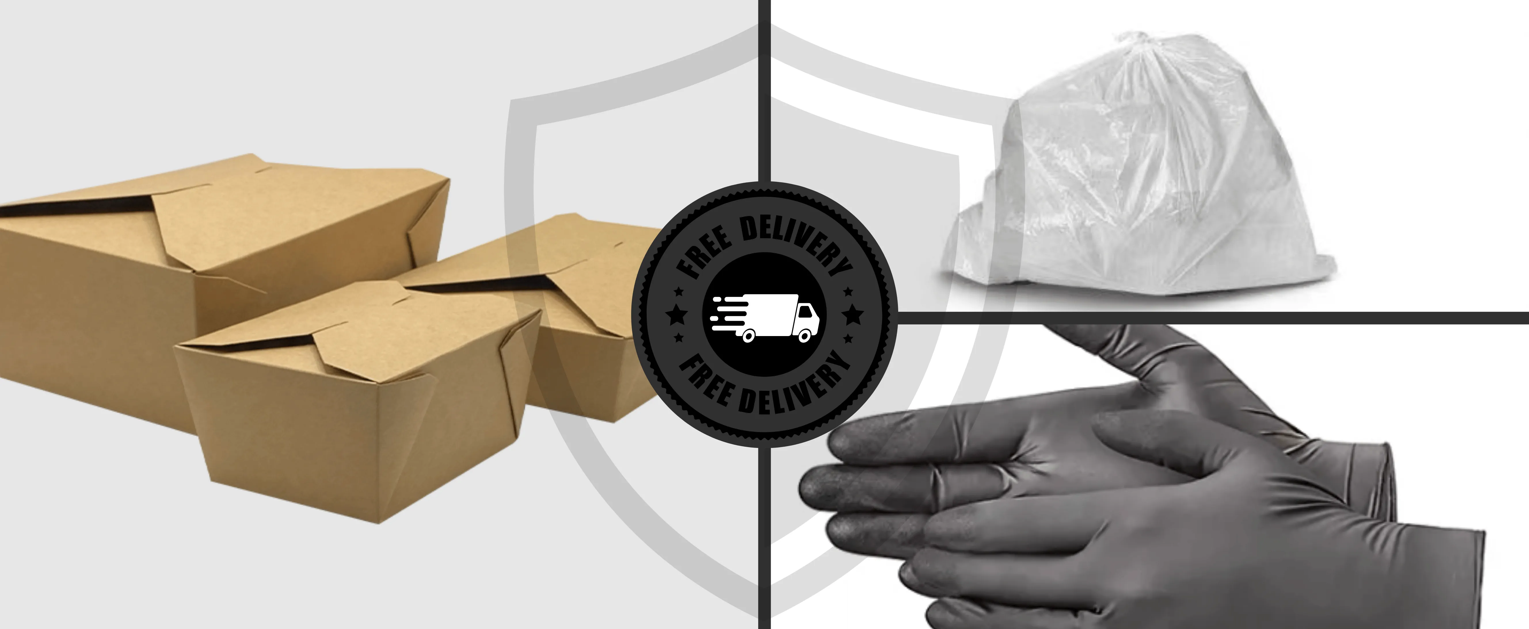 Las Vegas Safety catalog artwork featuring takeout containers, gloves and hair nets.