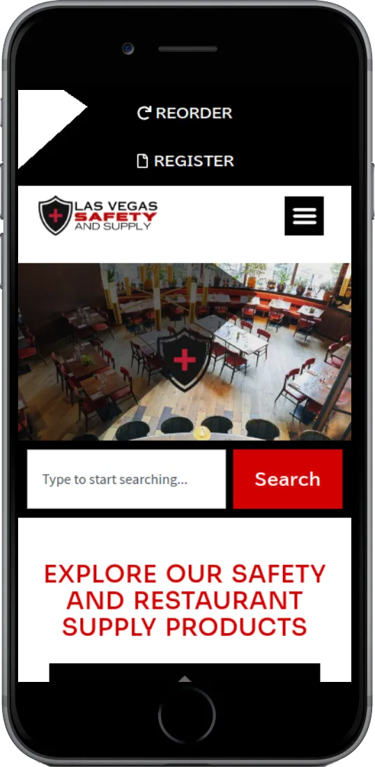 Las Vegas Safety & Supply — Rebuilt ecommerce store · mobile view