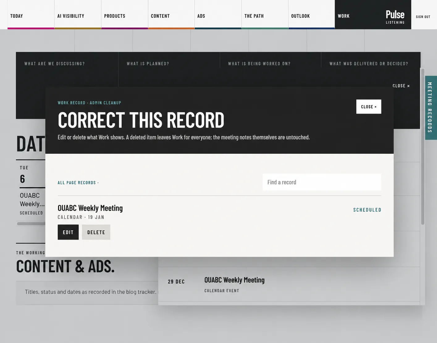 Record correction · BI app in development; private figures removed