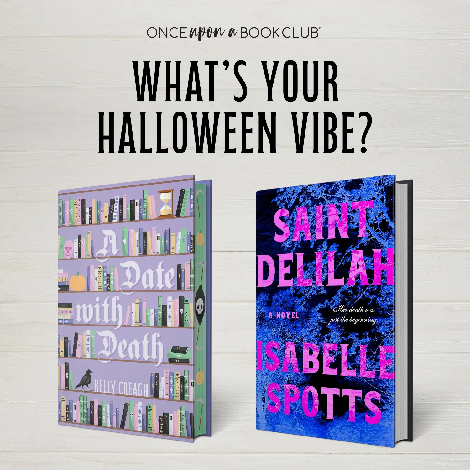 Once Upon a Book Club — Seasonal campaign · client-approved Halloween artwork