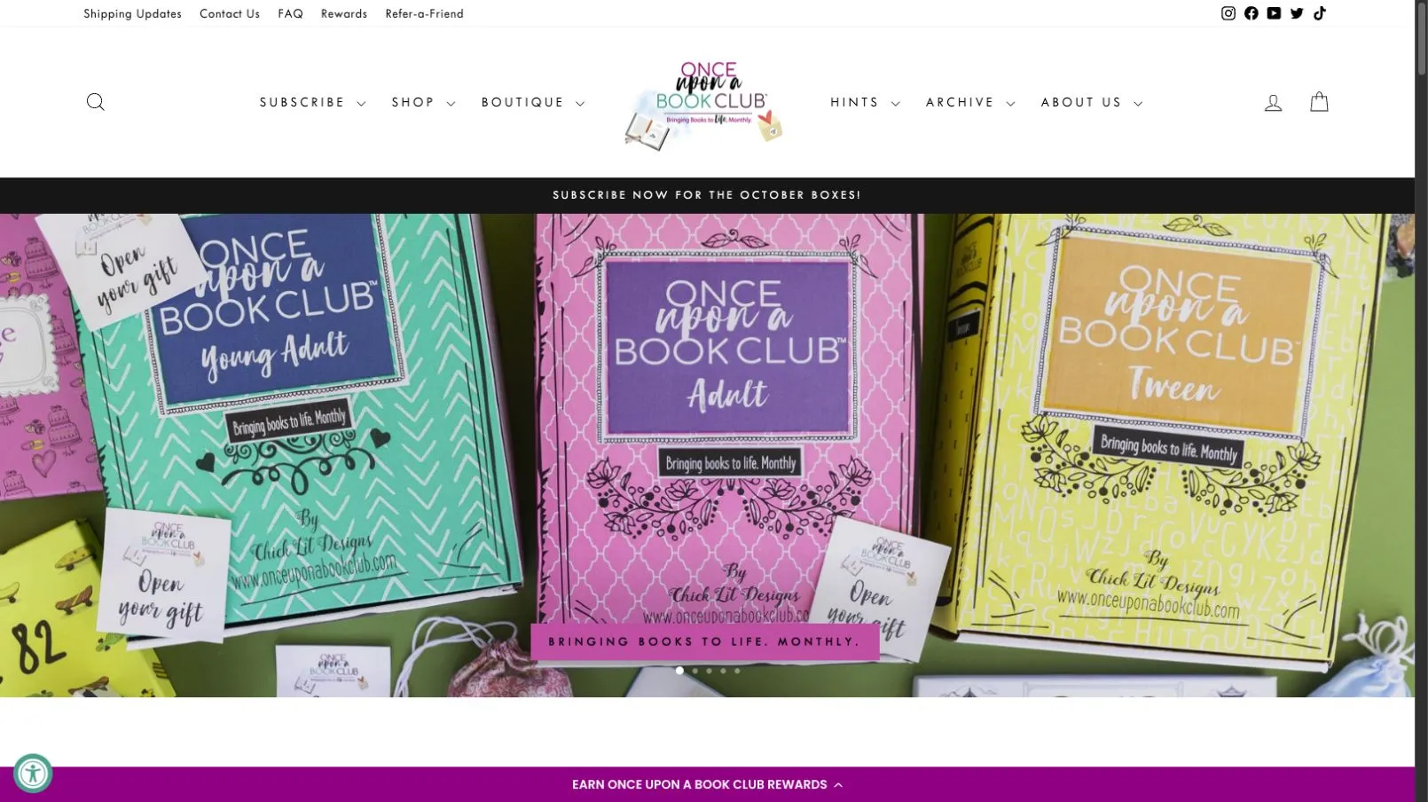 Earlier Once Upon a Book Club homepage, archived October 1, 2024