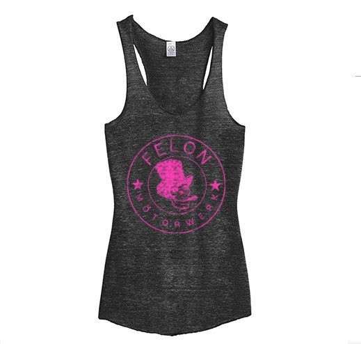 Pink skull / charcoal tank