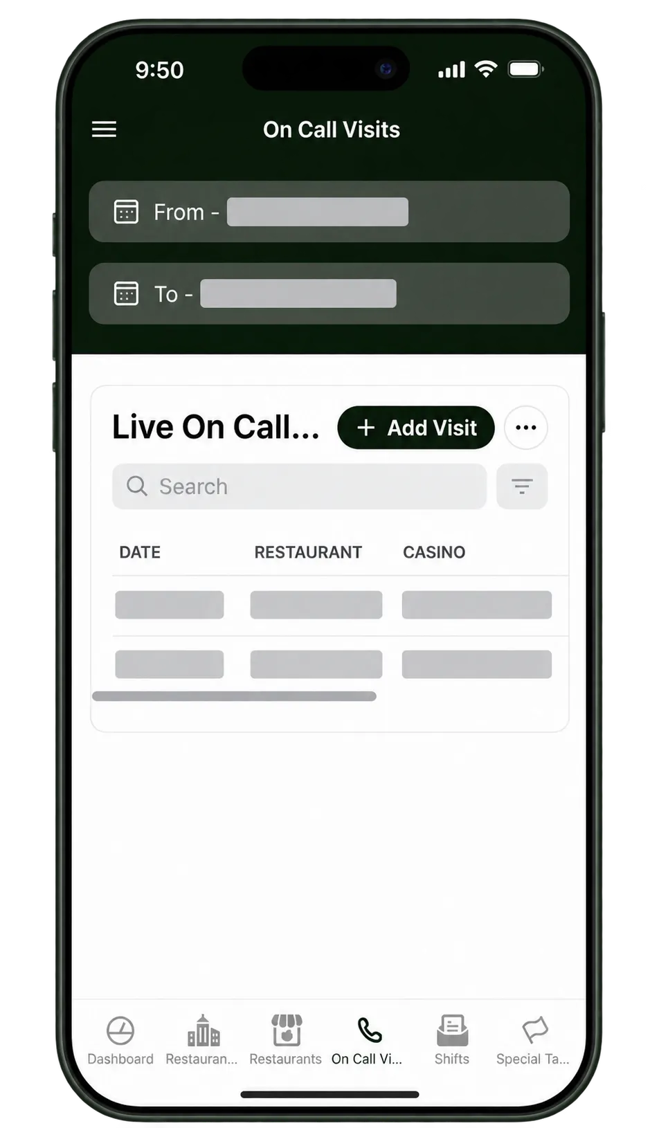 U.S. Oil Solutions — Mobile on-call visits · identifying details removed