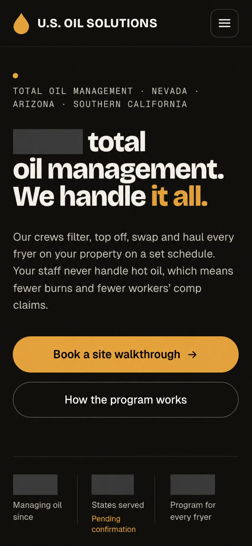 U.S. Oil Solutions second public website, mobile design in development