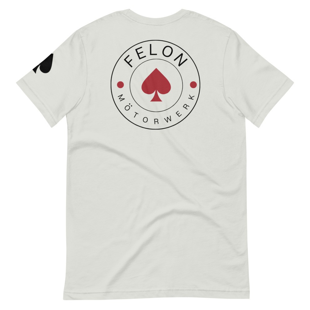 Red spade / white tee