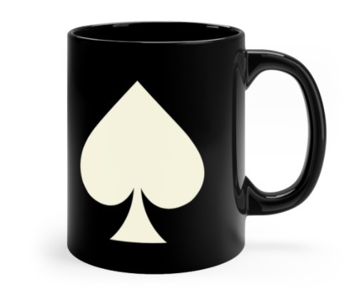 White spade / black mug